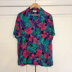 Vintage 90’s Short Sleeve Button-Up, Size 14
